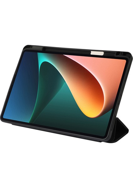 Xiaomi Pad 5 Pad 5 Pro Üç Katlı Standı Düz ​​renk Pu Deri Kalem Yuvası Tablet Kılıfı (Yurt Dışından) modelleri