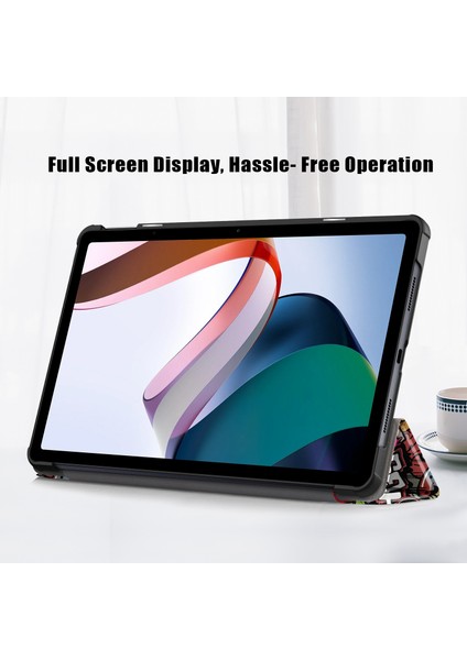 4u Sky Xiaomi Redmi Pad 10.6 Desen Baskı Pu Deri Anti Drop Üç Katlı Stand Otomatik Uyandırma Uyku Graffiti Tablet Kılıfı (Yurt Dışından)