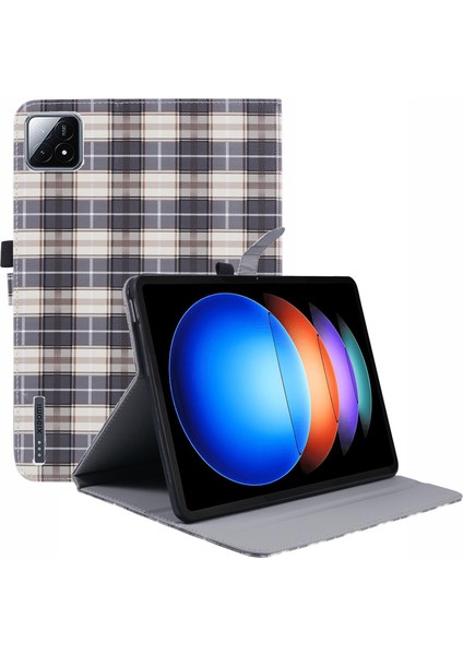Xiaomi Pad 6s Pro 12.4 Izgara Desen Standı Pu Deri Tablet Kılıfı (Yurt Dışından)