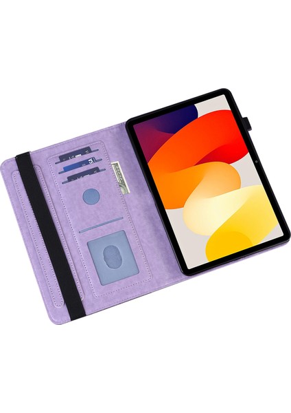 Xiaomi Redmi Pad Se Durumda Çiçek Baskılı Deri Koruyucu Tablet Kılıfı (Yurt Dışından)