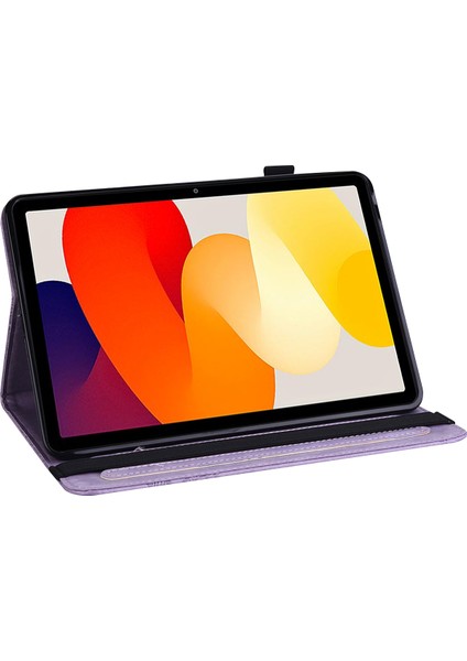 Xiaomi Redmi Pad Se Durumda Çiçek Baskılı Deri Koruyucu Tablet Kılıfı (Yurt Dışından)