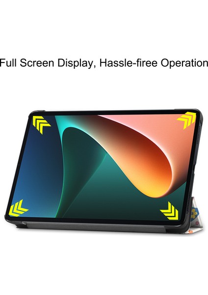 Desen Baskı Pu Deri Xiaomi Pad 5 Için Otomatik Uyku Uyandırma Ler Üç Katlı Stand Akıllı Tablet Kılıfı (Yurt Dışından)