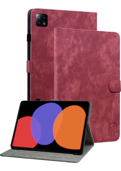 Xiaomi Pad 6 Otomatik Uyandırma ve Uyku Sevimli Kaplan Desen Pu Deri Kart Tutucu Standı Tablet Kılıfı (Yurt Dışından)