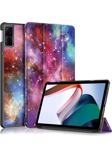 Xiaomi Redmi Pad 10.6 Desen Baskı Pu Deri Anti Drop Üç Katlı Stand Otomatik Uyandırma Uyku Galaxy Tablet Kılıfı (Yurt Dışından)
