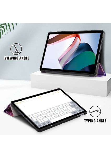 Xiaomi Redmi Pad 10.6 Desen Baskı Pu Deri Anti Drop Üç Katlı Stand Otomatik Uyandırma Uyku Galaxy Tablet Kılıfı (Yurt Dışından) fırsatları
