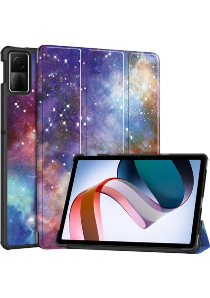 4u Sky Xiaomi Redmi Pad Se Için Pu Deri Desen Baskı Üç Katlı Stand Galaxy Tablet Kılıfı (Yurt Dışından)