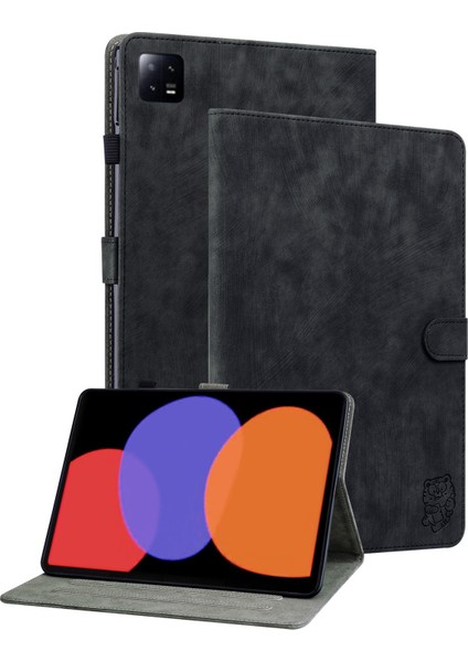 Xiaomi Pad 6 Otomatik Uyandırma ve Uyku Sevimli Kaplan Desen Pu Deri Kart Tutucu Standı Tablet Kılıfı (Yurt Dışından)