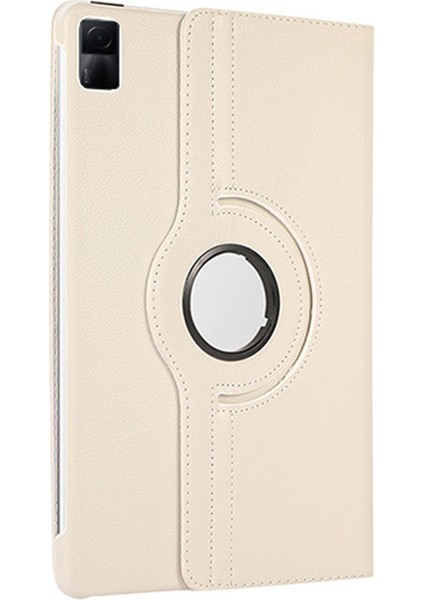 Xiaomi Redmi Pad Litchi Doku 360 Derece Dönen Stand Otomatik Uyku Uyandırma Fonksiyonu Pu Deri Pc Beyaz Tablet Kılıfı (Yurt Dışından) fırsatları