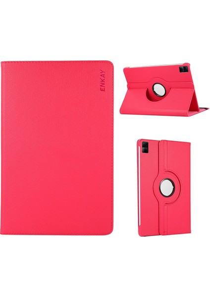 Xiaomi Redmi Için Pad Litchi Doku 360 Derece Dönen Standı Otomatik Uyku Uyandırma Fonksiyonu Pu Deri Pc Tablet Kılıfı (Yurt Dışından)