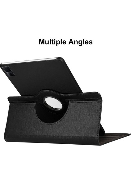 Xiaomi Redmi Için Pad Litchi Doku 360 Derece Dönen Standı Otomatik Uyku Uyandırma Fonksiyonu Pu Deri Pc Tablet Kılıfı (Yurt Dışından)