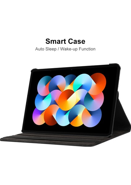 Xiaomi Redmi Için Pad Litchi Doku 360 Derece Dönen Standı Otomatik Uyku Uyandırma Fonksiyonu Pu Deri Pc Tablet Kılıfı (Yurt Dışından)