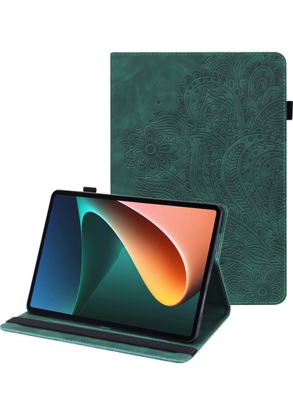 Baskılı Çiçek Standı Deri Xiaomi Pad 5 Pad 5 Pro Için Kart Yuvalı Tablet Kılıfı (Yurt Dışından)