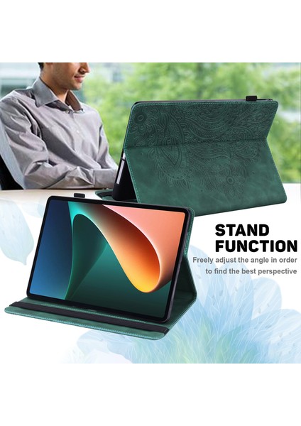 Baskılı Çiçek Standı Deri Xiaomi Pad 5 Pad 5 Pro Için Kart Yuvalı Tablet Kılıfı (Yurt Dışından)
