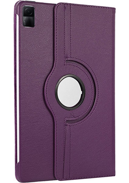 Xiaomi Redmi Için Pad Litchi Doku 360 Derece Dönen Stand Otomatik Uyku Uyandırma Fonksiyonu Pu Deri Pc Tablet Kılıfı (Yurt Dışından)