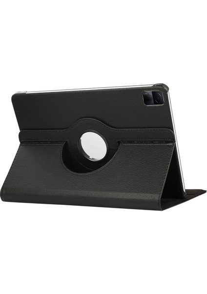 Xiaomi Redmi Pad Litchi Doku 360 Derece Dönen Standı Otomatik Uyku Uyandırma Fonksiyonu Pu Deri Pc Tablet Kılıfı (Yurt Dışından)