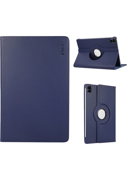 Xiaomi Redmi Için Pad Litchi Doku 360 Derece Dönen Stand Otomatik Uyku Uyandırma Fonksiyonu Pu Deri Pc Tablet Kılıfı (Yurt Dışından)