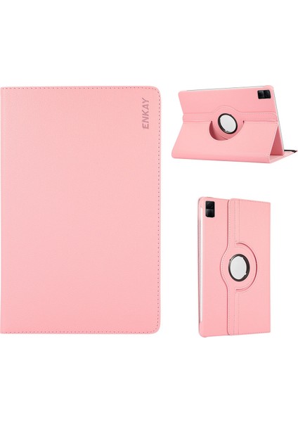 Xiaomi Redmi Için Pad Litchi Doku 360 Derece Dönen Standı Otomatik Uyku Uyandırma Fonksiyonu Pu Deri Pc Tablet Kılıfı (Yurt Dışından)