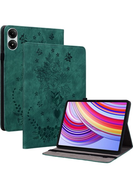Xiaomi Redmi Pad Pro Için Kart Tutucu Çiçek Deri Koruyucu Tablet Kılıfı (Yurt Dışından)