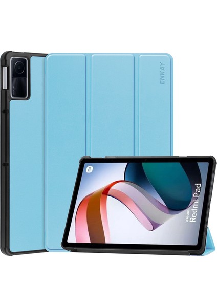 Xiaomi Redmi Pad Için 10.61 Inç Pu Deri Sert Pc Standı Üç Katlı Koruyucu Desteği Otomatik Uyandırma Uyku Tablet Kılıfı (Yurt Dışından)