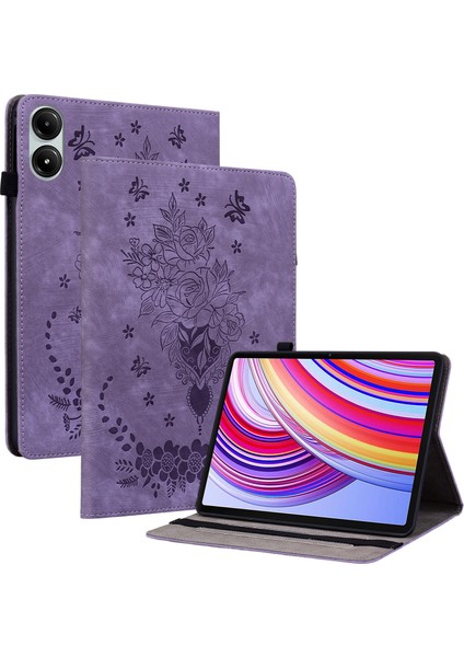 Xiaomi Redmi Pad Pro Için Kart Tutucu Çiçek Deri Koruyucu Tablet Kılıfı (Yurt Dışından)