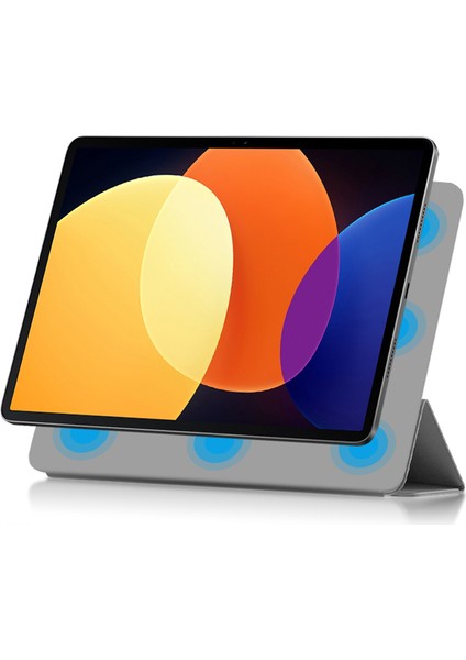 Xiaomi Pad 5 Pro 12.4 (2022) Için Dokunuşlu Folyo Çevirin Pu Deri Aşınma Önleyici Üç Katlı Stand Tablet Kılıfı (Yurt Dışından) modelleri