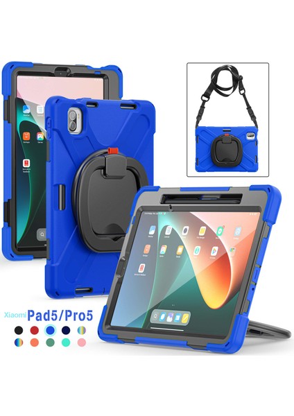 Xiaomi Pad 5 Için 11 Inç Döner Tekme Standı Pc Silikon Omuz Askılı Koruyucu Tablet Kılıfı (Yurt Dışından)