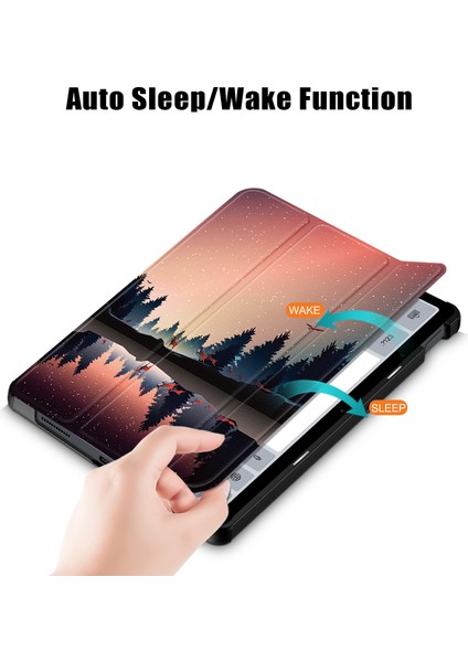 Xiaomi Redmi Için Pad Se Üç Katlı Standı Desen Baskı Pu Deri Gece Vakti Tablet Kılıfı (Yurt Dışından)