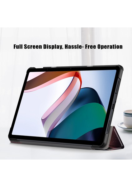 Xiaomi Redmi Için Pad Se Üç Katlı Standı Desen Baskı Pu Deri Gece Vakti Tablet Kılıfı (Yurt Dışından)