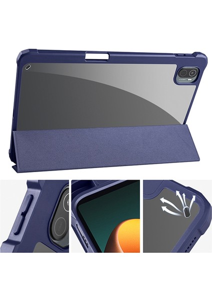 Xiaomi Pad 5 Için Üç Katlı Stand Pu Deri Ön Şeffaf Akrilik Arka Vücut Koruyucu Desteği Otomatik Uyandırma Uyku Fonksiyonu Tablet Kılıfı (Yurt Dışından) modelleri