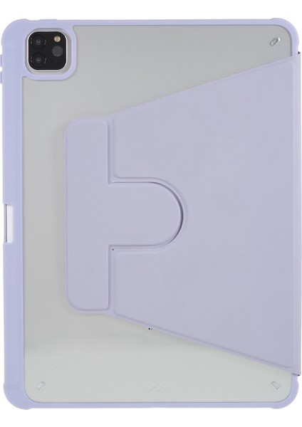 iPad Pro 12.9 Döner Tekme Standlı Düşmeyi Önleyici Pu Deri Tpu Akrilik Koruyucu Tablet Kılıfı (Yurt Dışından)