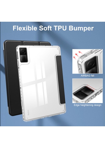 Xiaomi Redmi Için Pad Üç Katlı Stand Pu Deri Şeffaf Tpu Arka Tablet Kılıfı (Yurt Dışından) indirimleri