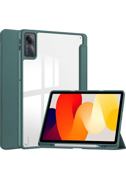 Xiaomi Redmi Pad Se Için Deri Tpu Akrilik Kalem Yuvası Standı Tablet Kılıfı (Yurt Dışından)