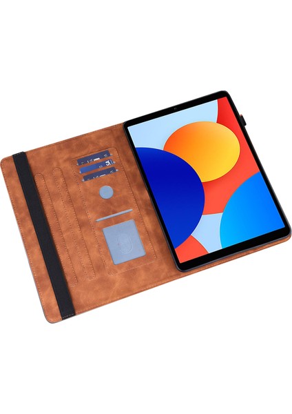 Xiaomi Redmi Için Pad Se 4g 8.7 Inç Tavuskuşu Çiçek Desen Kart Tutucu Deri Tablet Kılıfı (Yurt Dışından)