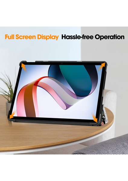 Xiaomi Redmi Pad Se Için Pu Deri Desen Baskı Üç Katlı Stand Grafiti Tablet Kılıfı (Yurt Dışından)
