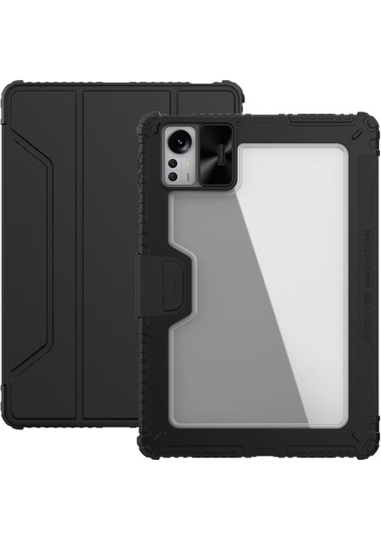 Xiaomi Pad 5 Pro 12.4 (2022) Için Deri Pro Koruyucu Pu Deri Otomatik Uyandırma Uyku Slayt Kamera Üç Katlı Stand Tablet Kılıfı (Yurt Dışından)
