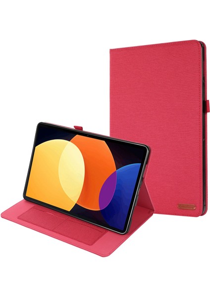Xiaomi Pad 5 Pro 12.4 (2022) Kumaş Dokusu Pu Deri Stand Kart Yuvalı Koruyucu Tablet Kılıfı (Yurt Dışından)