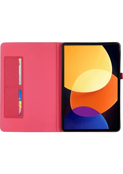 Xiaomi Pad 5 Pro 12.4 (2022) Kumaş Dokusu Pu Deri Stand Kart Yuvalı Koruyucu Tablet Kılıfı (Yurt Dışından)