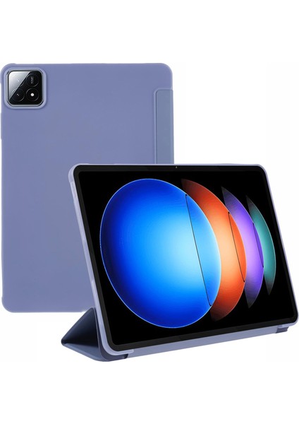 Xiaomi Pad 6 S Pro 12.4 Üç Katlı Stand Pu Deri Silikon Tablet Kılıfı (Yurt Dışından)