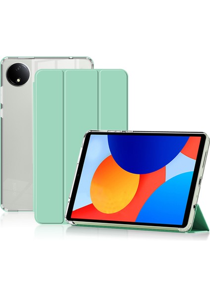 4u Sky Xiaomi Redmi Için Pad Se 4g 8.7 Inç Şeffaf Arka Üç Katlı Stand Deri Flip Tablet Kılıfı (Yurt Dışından)