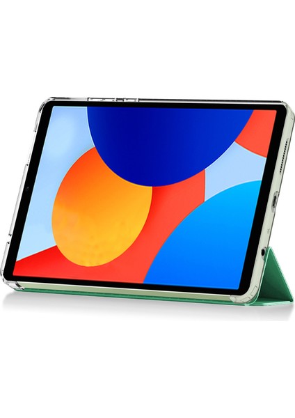 4u Sky Xiaomi Redmi Için Pad Se 4g 8.7 Inç Şeffaf Arka Üç Katlı Stand Deri Flip Tablet Kılıfı (Yurt Dışından)