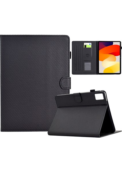 Xiaomi Redmi Pad Se Durumda Karbon Fiber Doku Pu Deri Standı Görünüm Tablet Kılıfı (Yurt Dışından)