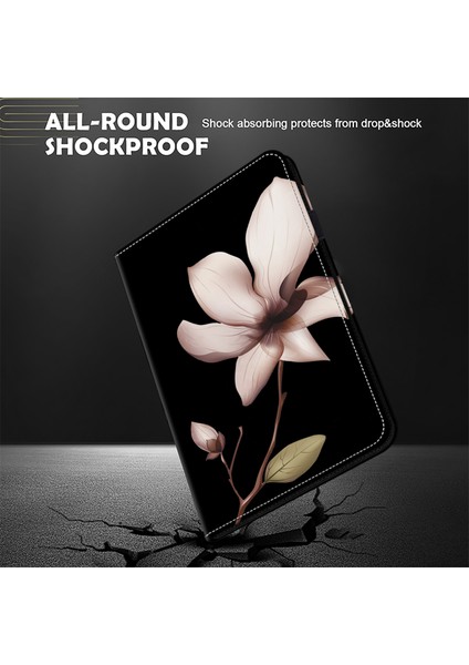 Xiaomi Redmi Için Pad Desen Baskı Pu Deri Standı Kart Yuvası Datura Çiçek Tablet Kılıfı (Yurt Dışından)
