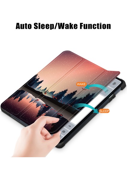 Xiaomi Pad 6 Için Pu Deri Desen Baskı Üç Katlı Stand Koruyucu Otomatik Uyandırma Uyku Gece Tablet Kılıfı (Yurt Dışından) fırsatları