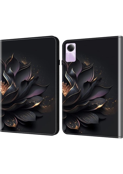 Xiaomi Redmi Pad Se Standı Kart Yuvası Desen Baskı Pu Deri Lotus Tablet Kılıfı (Yurt Dışından)