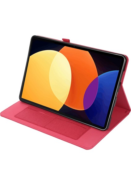Xiaomi Pad 5 Pro 12.4 (2022) Kumaş Dokusu Pu Deri Stand Kart Yuvalı Koruyucu Tablet Kılıfı (Yurt Dışından)
