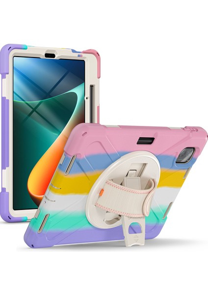 Xiaomi Pad 5 Için 11 Inç 360 Rotasyon Çekme Pc Silikon El Bandı ile Tablet Kılıfı (Yurt Dışından)