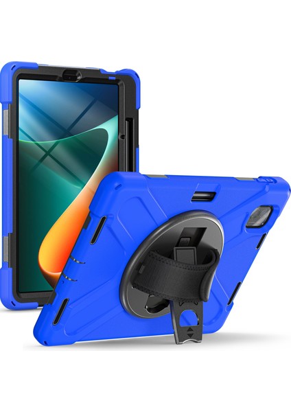 Xiaomi Pad 5 Için 11 Inç 360 Dönme Çekme Tekme Standı Pc El Bandı Silikon Tablet Kılıfı (Yurt Dışından)