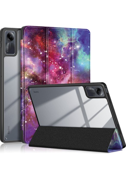 Xiaomi Redmi Pad Se Üç Katlı Stand Desen Baskı Kalem Yuvası Akıllı Galaxy Tablet Kılıfı (Yurt Dışından)