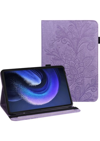 4u Sky Xiaomi Pad 6 Için Pu Deri Standı Çiçek Baskı Cüzdan Tablet Kılıfı (Yurt Dışından)