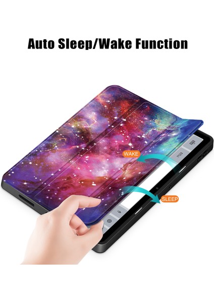 Xiaomi Redmi Pad Se Üç Katlı Stand Desen Baskı Kalem Yuvası Akıllı Galaxy Tablet Kılıfı (Yurt Dışından)